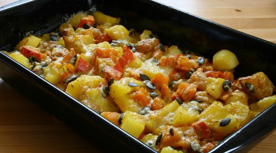 Bild zeigt: Kartoffel Kürbis Gratin in der Auflösung 900x500