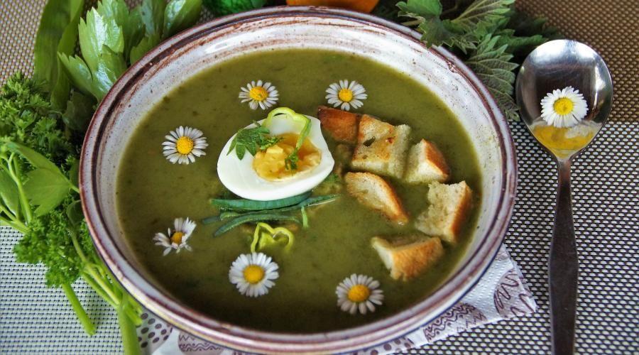 Bild zeigt: Wildkräuter Suppe in der Auflösung 900x500